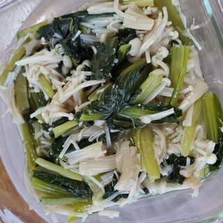 小松菜とえのきの鶏ガラニンニク煮